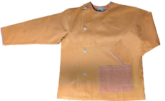 Tablier enfant orangé avec garniture carreaux